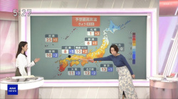 NHKお天気お姉さん　スリットからアンダーウェアがチラ見え！！【GIF動画あり】の画像