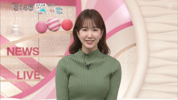 日テレお天気お姉さん　ニットで巨乳がパツパツ！！の画像