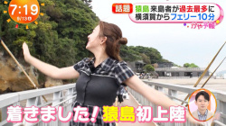 阿部華也子アナ ニットで巨乳くっきり、横須賀レポート!!の画像