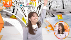 藤本万梨乃アナ　ニットの巨乳、エクササイズ！！【GIF動画あり】の画像