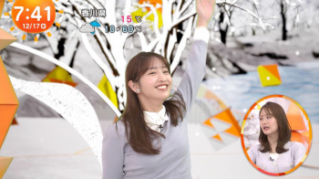 藤本万梨乃アナ　ニットの巨乳、エクササイズ！！【GIF動画あり】の画像