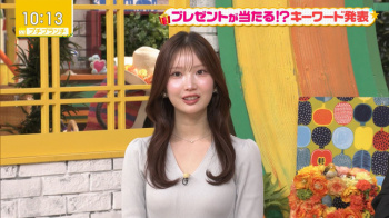 野村彩也子アナ　ピチピチニットで胸くっきり！！の画像