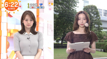 井上清華アナ　ピチピチニットで胸がくっきり、乗せ乳！！の画像