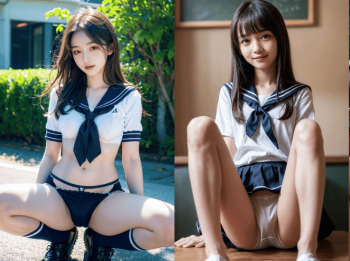 女子高生風の美少女のエッチなパンチラ画像【AIグラビアヌード】の画像