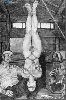緊縛絵画 菱縄縛りの女体と肉の食い込みが卑猥の画像