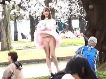 【盗撮動画】モーレツな風でイヤらしいチェリーパンティをパンチラしちゃった美人モデルさん♪の画像