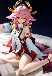 【エロ画像】原神 八重神子のフィギュア風AIイラストの画像