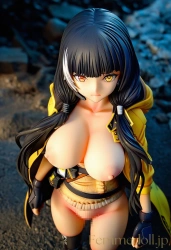 【ドルフロ/エロ画像】巨乳RO635の屋外セミヌード、風に舞う黒髪が印象的な画像集の画像