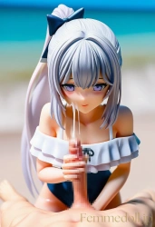 「先生の疲れ、私が癒します♡」ミヤコが水着姿で海辺のご奉仕を約束するイラストの画像