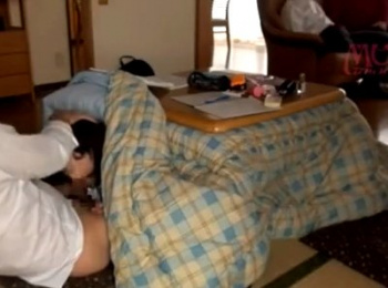 【女子校生】親が向こう側にいるのにコタツの中で妹と性交する鬼畜兄の画像
