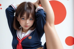 片足立ちの女の子の画像