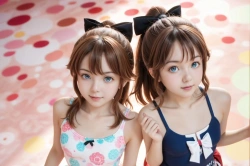 ポニーテールとワンピ水着の画像