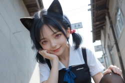 登校中の女の子の画像