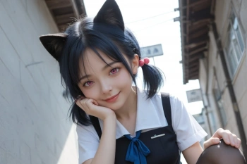 登校中の女の子の画像