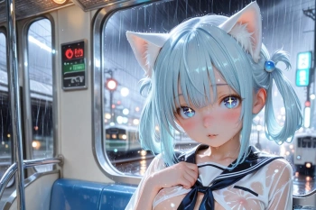 雨で透け透けの女の子 Part1の画像
