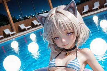 白ブロ猫耳ダウナー＆ビキニ Part1の画像