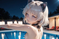 白ブロ猫耳ダウナー＆ビキニ Part2の画像