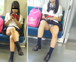 【パンチラ】ヤベェー！！！電車乗ってたら前に座る女のパンツ見えちまったーｗｗｗの画像