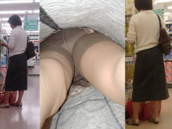 昼間にスーパーで買物中の人妻をこっそり付けてパンモロ画像を逆さ撮りｗｗｗの画像