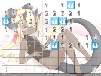【脱衣マインスイーパー】可愛いスライム娘や竜娘のエロゲーム、但し高難度。の画像