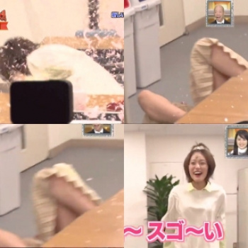 王林(りんご娘)がパンチラ際どくクリーム砲を避け魅せた「うわっ!ダマされた大賞2020秋」の画像