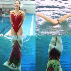 京美人・石山紗江さんがシンクロ競泳水着と魅せた「秘密のケンミンSHOW極」の画像