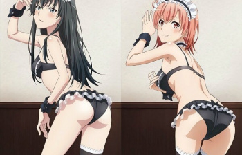 『俺ガイル』女の子たちエロいメイド服姿とお尻を突き出したエロい下着姿のエロ抱きまくら！の画像