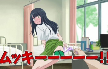 アニメ『土下座で頼んでみた』3話で挑発してくる女の子のパンツを無理やり脱がそうとするの画像