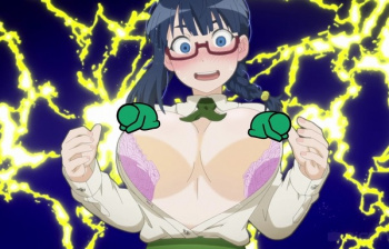 アニメ『土下座で頼んでみた』4話で眼鏡文学少女に土下座したらおっぱいが見えちゃうシーンの画像
