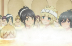 アニメ『俺だけ入れる隠しダンジョン』10話で女の子とエロい混浴でおっぱいを押し付けシーンの画像