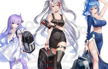 『アズールレーン』腕時計やバッグなどコラボアイテムを身に着けたえっちな女の子のイラストの画像