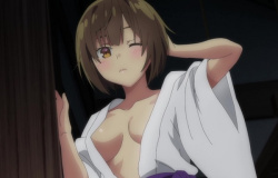 アニメ『精霊幻想記』7話で女の子のエロい服はだけ姿やエロい裸のお風呂入浴シーンなどの画像