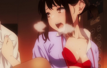 アニメ『がんばれ同期ちゃん』2話でエレベーターに閉じ込められてえっちしちゃうシーンの画像