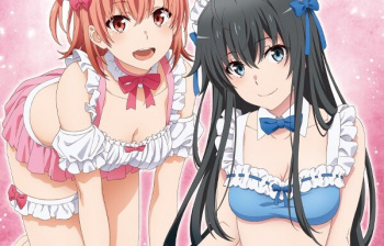 『俺ガイル』雪ノ下雪乃と由比ヶ浜結衣のエロいドスケベメイド風の水着姿のエロイラスト！の画像