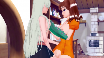 ツインテール美女とロングヘア美女が求め合うようにレズり合っていく・・・　無料3Dエロアニメの画像