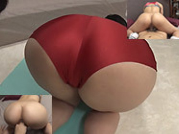 インストラクターのショートパンツを食い込ませたエロ尻と浮き出たぷっくりマンコに興奮していきなり後ろからハメて突く!の画像