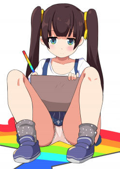 【スカートの中の福袋】ロリ少女が尻もちつくしゃがみ方で福袋的にスカートの中のパンツが何色かよく見えるしゃがみパンチラロリ少女!の画像