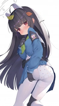 【霞沢ミユちゃん】ブルーアーカイブの白パンスト黒髪ロリ美少女霞沢ミユちゃんの二次エロ画像の画像