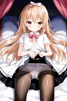 【パンストロリ】二次ロリ少女のパンストの下の透けパンティを楽しむAIに描いてもらったパンストロリ二次エロ画像の画像