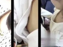 盗撮動画ギャラリー：電車でスマホをいじっているお姉さんの胸元の画像