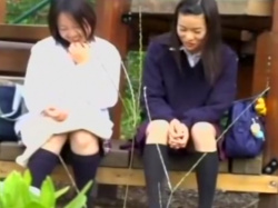 盗撮動画ギャラリー：友達とおしゃべり中の制服女子のスカート内の画像
