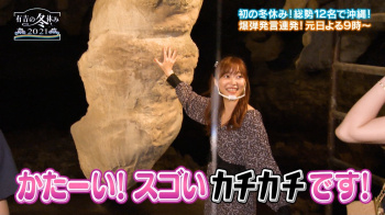 指原さんがチンチンみたいな岩を触るの画像