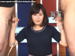 明里ともか ザーメンの香りが…あっここで射精されました！女子アナニュース中に手コキ実況！の画像