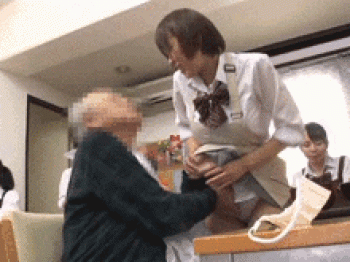 職業訓練で介護施設に来た女子●生たちがセクハラされまくり…メス堕ちして種付けされる中出しGIF画像の画像