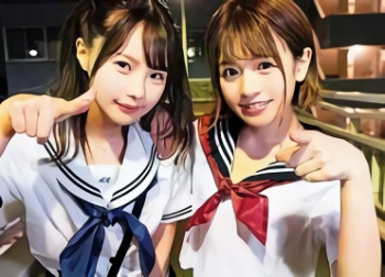 【松本いちか・永瀬ゆい】ロリ系の超絶カワイイ美少女（痴女）たち2人組がM男の自宅に突撃訪問！ハーレム状態でM男の肉棒を責めまくる3P＆男の潮吹き！！の画像