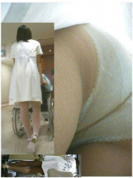 仕事終わりのナースを下から眺める!の画像