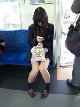 【画像】良い子のみんなは電車で女子高生を見かけてもこんな写真を撮ったらダメだぞの画像