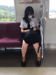 【画像】電車で女子高生の対面に座ってスマホでパシャリ奴ｗｗの画像