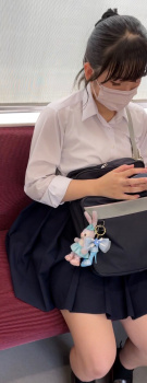 【画像】電車内でこんな制服ＪＫの前でスマホ弄りやつには注意の画像