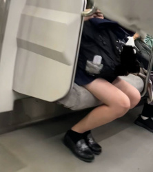 【画像】電車でスマホ弄るフリして座ってる制服JKの足ガン見するよな?wwの画像